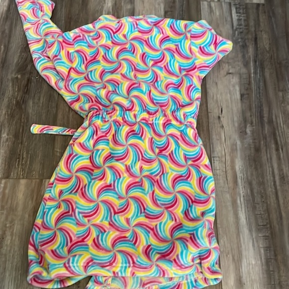 Candy Pink girls rainbow plush robe 10/12 - Picture 5 of 7